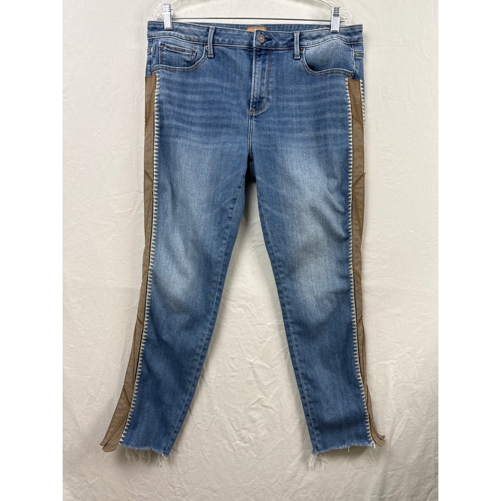 Driftwood Jackie High Rise Jeans Women 32 Suede Side Panel Fringed Boho